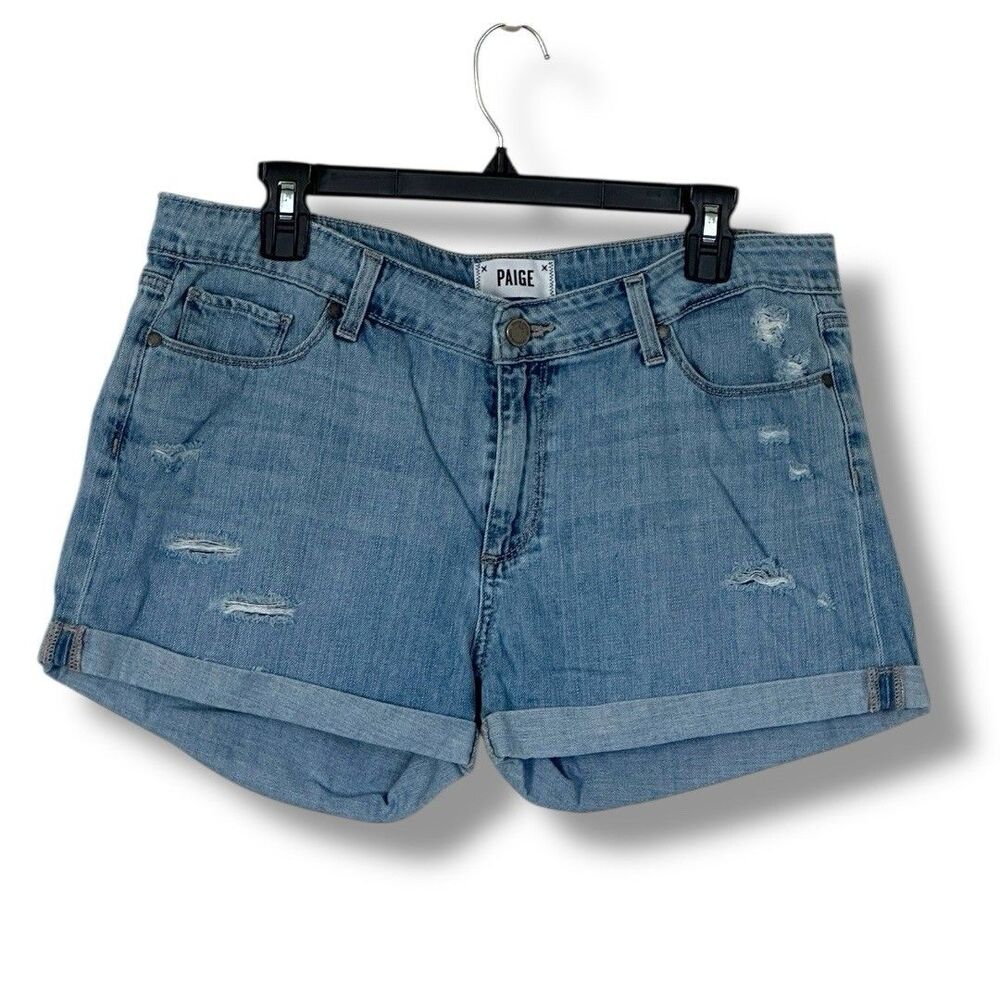 Paige Jimmy Jimmy Shorts Woman’s 31 Cuffed Hem Blue Stretch Denim 2.5" Inseam